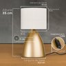 Abajur Luminária de Mesa Dourado Bojudo com Cúpula Branco para Cama, Quarto, Sala, Escritório - 2