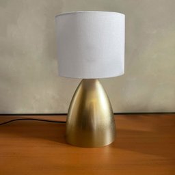 Abajur Luminária de Mesa Dourado Bojudo com Cúpula de Algodão Branco para Cama, Quarto, Sala - 4