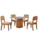 Ver imagem 2 de Mesa de Jantar Eloise 90cm Tampo Mdf 4 Cadeiras Moderna Veludo Creme /nat/off/serig. Off
