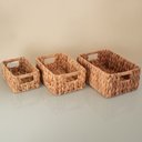 Ver imagem 4 de Kit 3 Cestos Retangulares Fibra Natural Alça - Organizadores