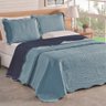 Kit Cobre Leito Colcha Bouti Lisa Dupla Face Casal Padrão 3 Peças - Azul - 3
