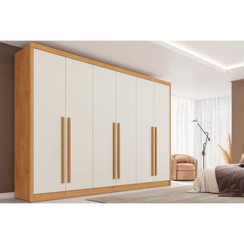 Guarda Roupa Casal 6 Portas e 6 Gavetas Valencia Peroba/off White - Europa