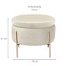 Puff Lua Redondo em Veludo Bege com Pé Dourado Cercatto - 2