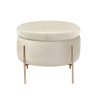 Puff Lua Redondo em Veludo Bege com Pé Dourado Cercatto - 1