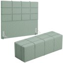 Ver imagem 7 de Kit Cabeceira Cama Box Casal 140cm com Calçadeira Roma W01 Linho Verde Menta - Lyam Decor