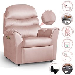 Poltrona Para Extensão De Cílios Reclinável Suede Rose Grécia Luapa Estofados - 2