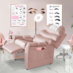 Poltrona Para Extensão De Cílios Reclinável Suede Rose Grécia Luapa Estofados - 1