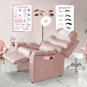 Poltrona Para Extensão De Cílios Reclinável Suede Rose Grécia Luapa Estofados