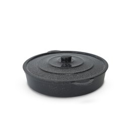 Paejeira Paellera Fundida Alumínio Batido Grosso com Tampa 30cm - Preto - 6