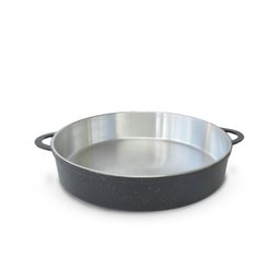 Paejeira Paellera Fundida Alumínio Batido Grosso com Tampa 30cm - Preto - 1