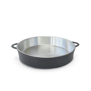 Paejeira Paellera Fundida Alumínio Batido Grosso com Tampa 30cm - Preto