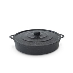 Paejeira Paellera Fundida Alumínio Batido Grosso com Tampa 30cm - Preto - 2