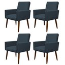 Ver imagem 1 de Kit 4 Poltronas para Sala Pés de Madeira Nina Azul Marinho