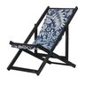 Espreguiçadeira Preguiçosa Dobrável sem Braço Black Tecido Folhas Brancas - 1