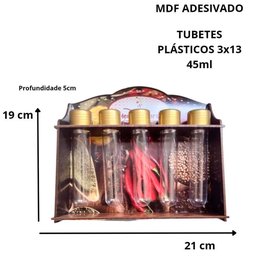 Porta Temperos de Parede Decor com 5 Tubetes - Meus Temperos - 3