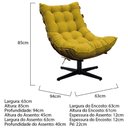 Ver imagem 5 de Kit 02 Poltronas E 02 Puffs Costela Base Giratória Suede