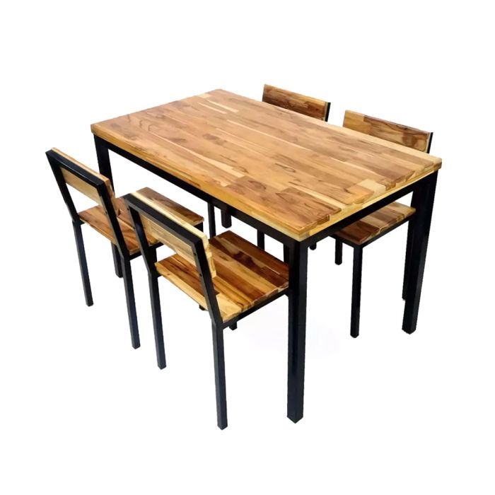 Conjunto Mesa Industrial Tavolo 1,20m com 4 Cadeiras Industrial Amadeirado