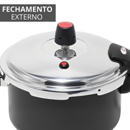Panela de Pressão 3 Litros Antiaderente Fechamento Externo + Descanso Redondo + Colher de Silicone V - 5