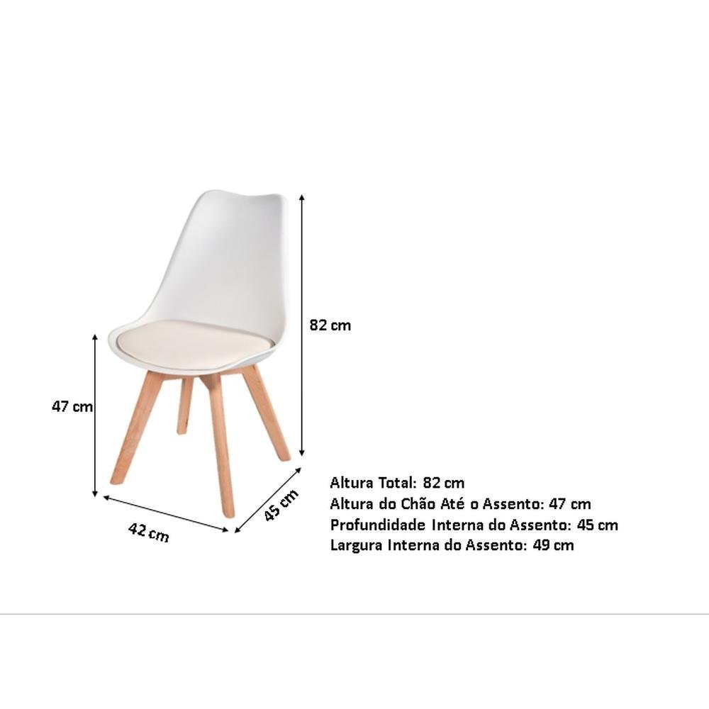 Conjunto 7 Cadeira Leda Branca - Charles Eames Wood com Almofada - 2