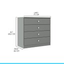 Ver imagem 4 de Cômoda para Quarto 4 Gavetas Grande 75x69cm Cinza 6504