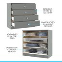 Ver imagem 3 de Cômoda para Quarto 4 Gavetas Grande 75x69cm Cinza 6504