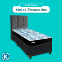 Ver imagem 4 de Cama + Box Cinza e Colchão Molas Ensacadas Solteiro - Life Gold Paropas + Cabeceira