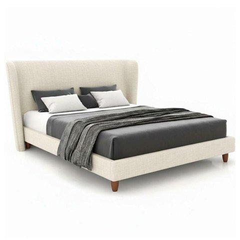 Cama Japonesa Casal Corea com Cabeceira Madeira Off White Sallar Home