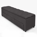 Ver imagem 1 de Recamier Baú para Cama Casal com Gaveta Paris 1,50m Estofado Retro Premium Decorativo Cor Cinza