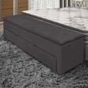 Ver imagem 2 de Recamier Baú para Cama Casal com Gaveta Paris 1,50m Estofado Retro Premium Decorativo Cor Cinza