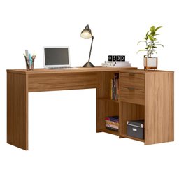 Mesa de Escritório em L 2 Gavetas 3 Nichos Office Nt 2060 - 9
