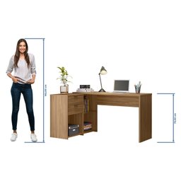 Mesa de Escritório em L 2 Gavetas 3 Nichos Office Nt 2060 - 12