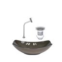 Ver imagem 1 de Kit Cuba de Vidro + Torneira para Lavatório Oval Chanfrada 36cm