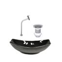 Ver imagem 2 de Kit Cuba de Vidro + Torneira para Lavatório Oval Chanfrada 36cm