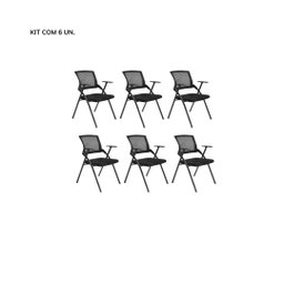 Conjunto 6 Cadeiras de Escritório Dobrável Axis - Preta - 1