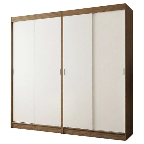 Conjunto 2 Guarda-Roupas 4 Portas de Correr Rustic/Branco Tokio Madesa