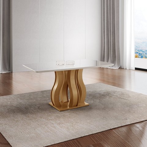 Mesa de Jantar Tampo Vidro/mdf 135x90cm Nuance Yescasa