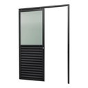 Ver imagem 1 de Porta de Correr Alumínio Preto Parede 1 Folha Veneziana c/Visor Maxx - 215x85