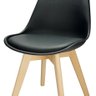 Kit 4 Cadeiras Charles Eames Leda Design Wood Estofada Base Madeira - Preta - 5