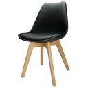 Ver imagem 2 de Kit 4 Cadeiras Charles Eames Leda Design Wood Estofada Base Madeira - Preta