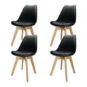 Ver imagem 1 de Kit 4 Cadeiras Charles Eames Leda Design Wood Estofada Base Madeira - Preta