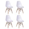Conjunto Mesa 4 Cadeiras Brancas Eames Eiffel 90cm Base Madeira Tampo Branco - 4