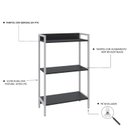 Ver imagem 5 de Estante de Livros Industrial 60CMX104CM 3 Prateleiras Active Yescasa Preto