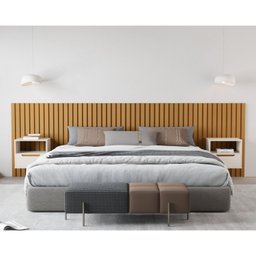 Cabeceira Ripada Maracá King 320cm MDF/MDP com 2 Mesa de Cabeceira Jatobá - 1