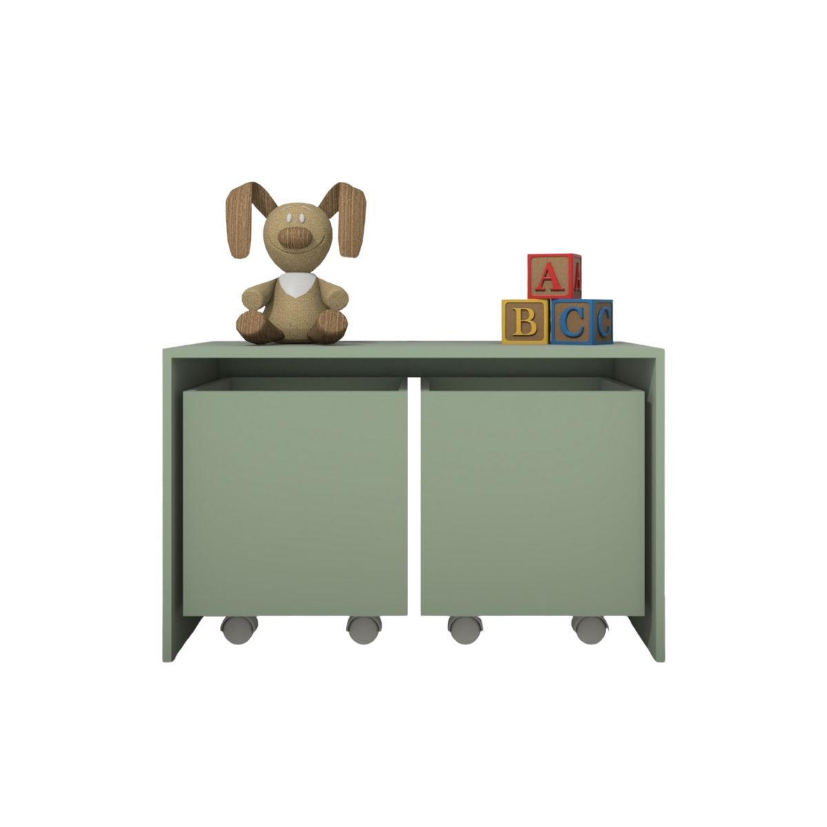 Mesa Organizadora Brinquedo Infantil 2 Baús Verde Jade - Mdf