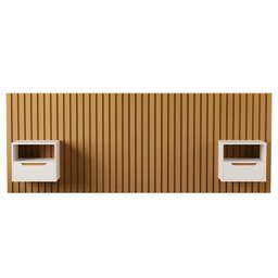 Cabeceira Ripada Maracá Queen 267cm MDF/MDP com 2 Mesas de Cabeceira Jatobá - 2