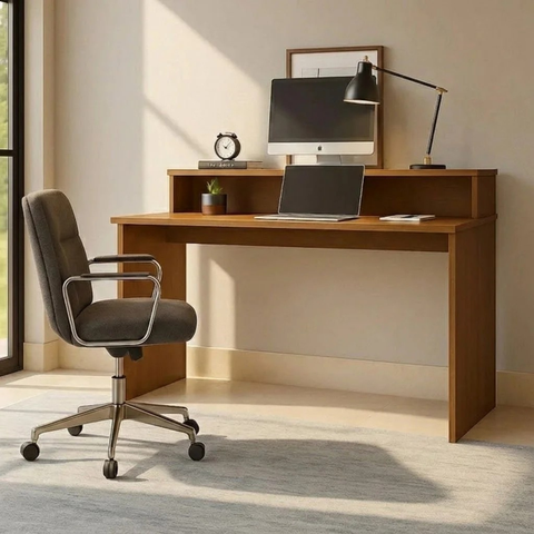 Mesa Escrivaninha Desing Moderno Escobar 135 135cm Yescasa Marrom