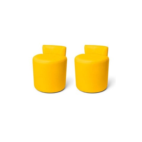 Kit 2 Puff'S Banqueta Alto Confortável Reforçado Minimalista Roma Corino