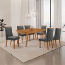 Ver imagem 2 de Mesa de Jantar Copper 180cm Tampo MDF Canto Copo Laminado e 6 Cadeiras Yasmin