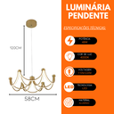 Ver imagem 6 de Pendente Moderno Umbrella Dourado 58ccm Led 48w 4000k Bivolt