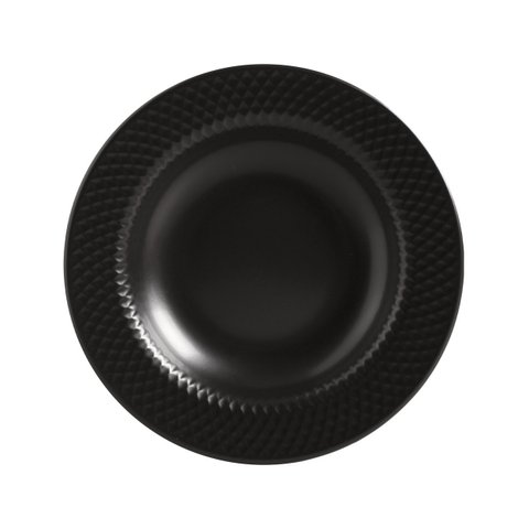 Conjunto com 6 Pratos Fundo Preto Acetinado Ø25cm Alleanza Cerâmica